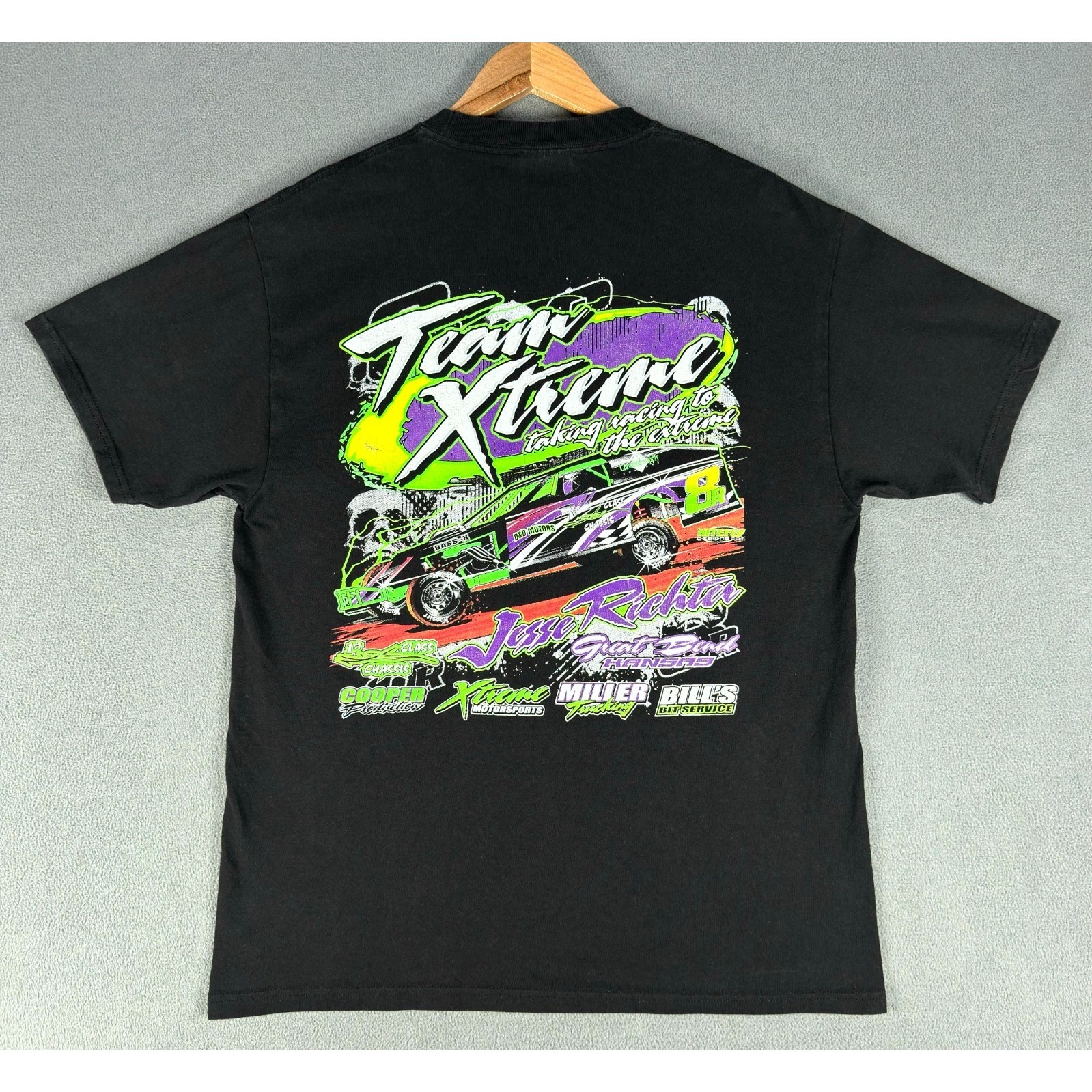 Richter Racing Shirt Mens Large Black Xtreme Motorsports Garage Mechanic Faded